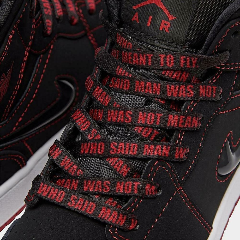 Nike Air Jordan 1 Mid Fearless GS Bred Red Black K - Picture 3 of 7